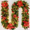 Christmas decorative wicker 2.7-meter denser hanging ornament, golden red wreath set, Christmas decoration Specification image